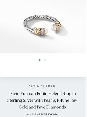 David Yurman Petite Helena Ring Silver with Pearls, 18K Gold and Pave Diamonds